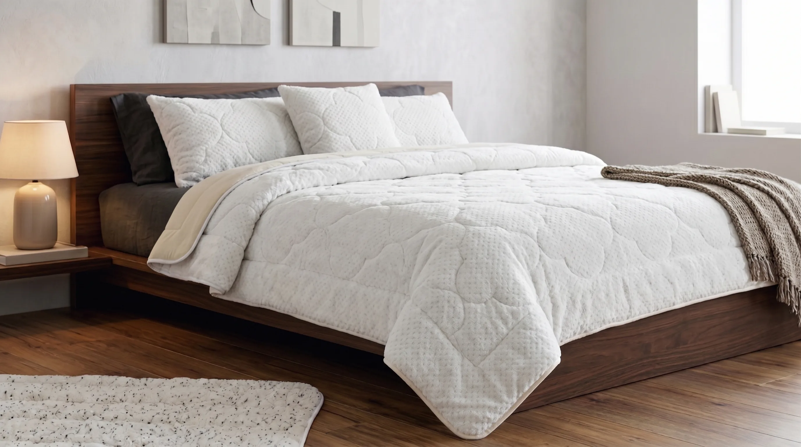 White Clover Velsoft Quilt - White