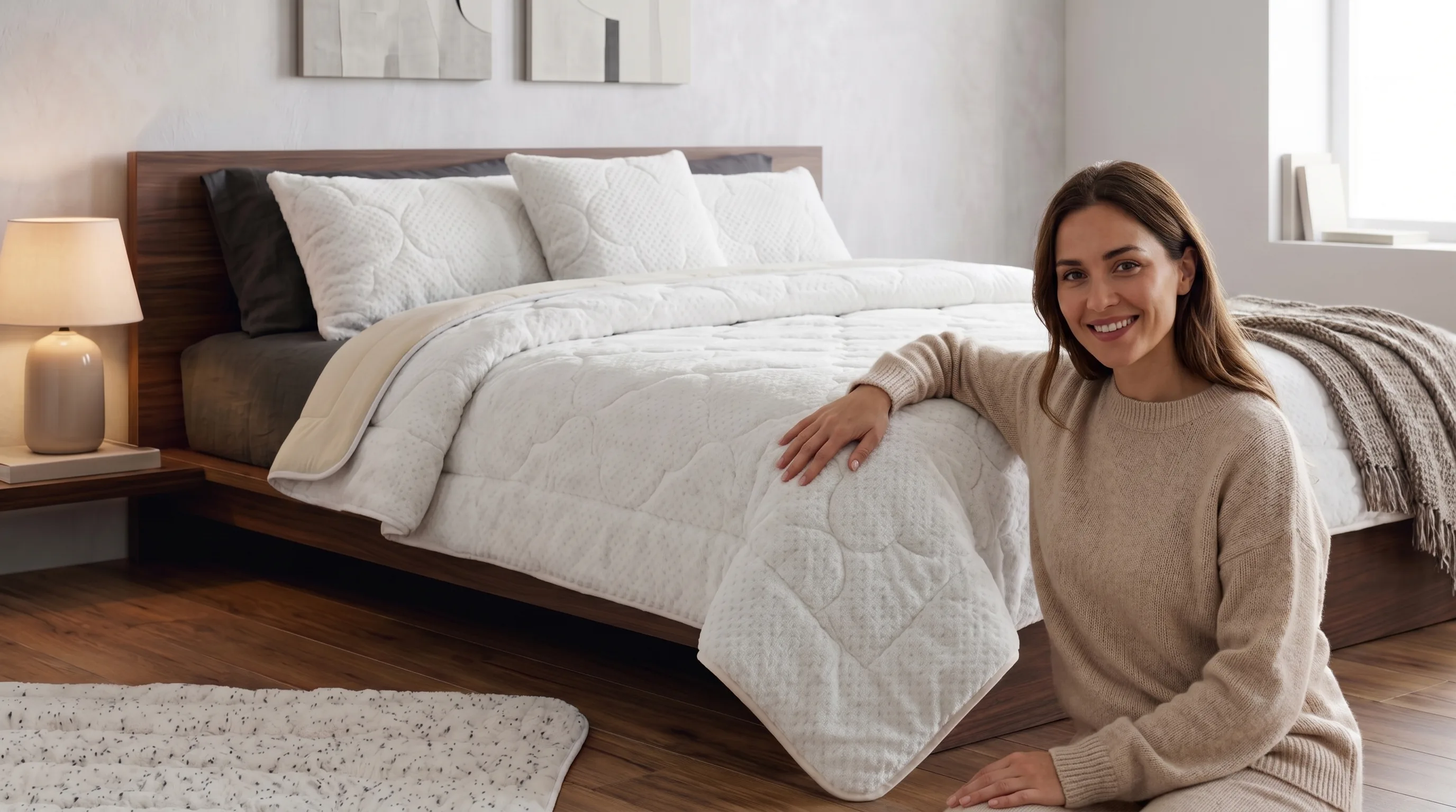 White Clover Velsoft Quilt - White