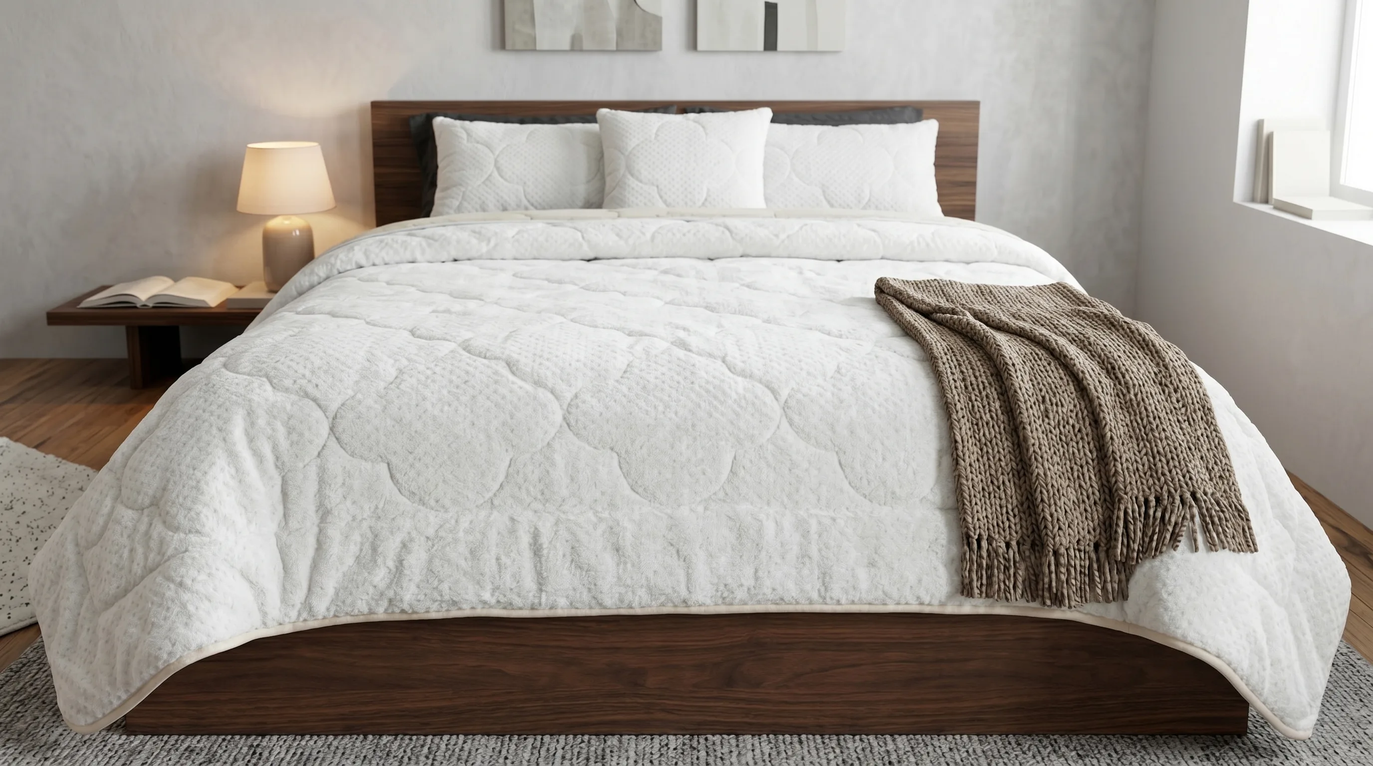 White Clover Velsoft Quilt - White