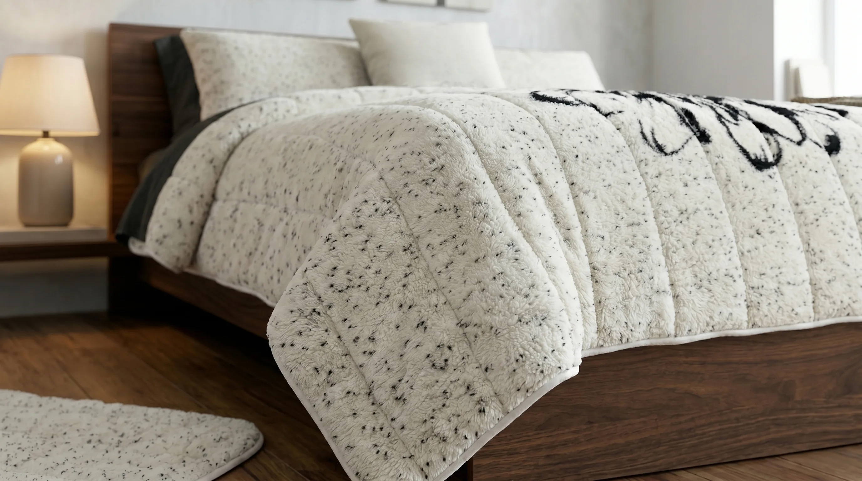 Floral Velsoft Quilt - Cream