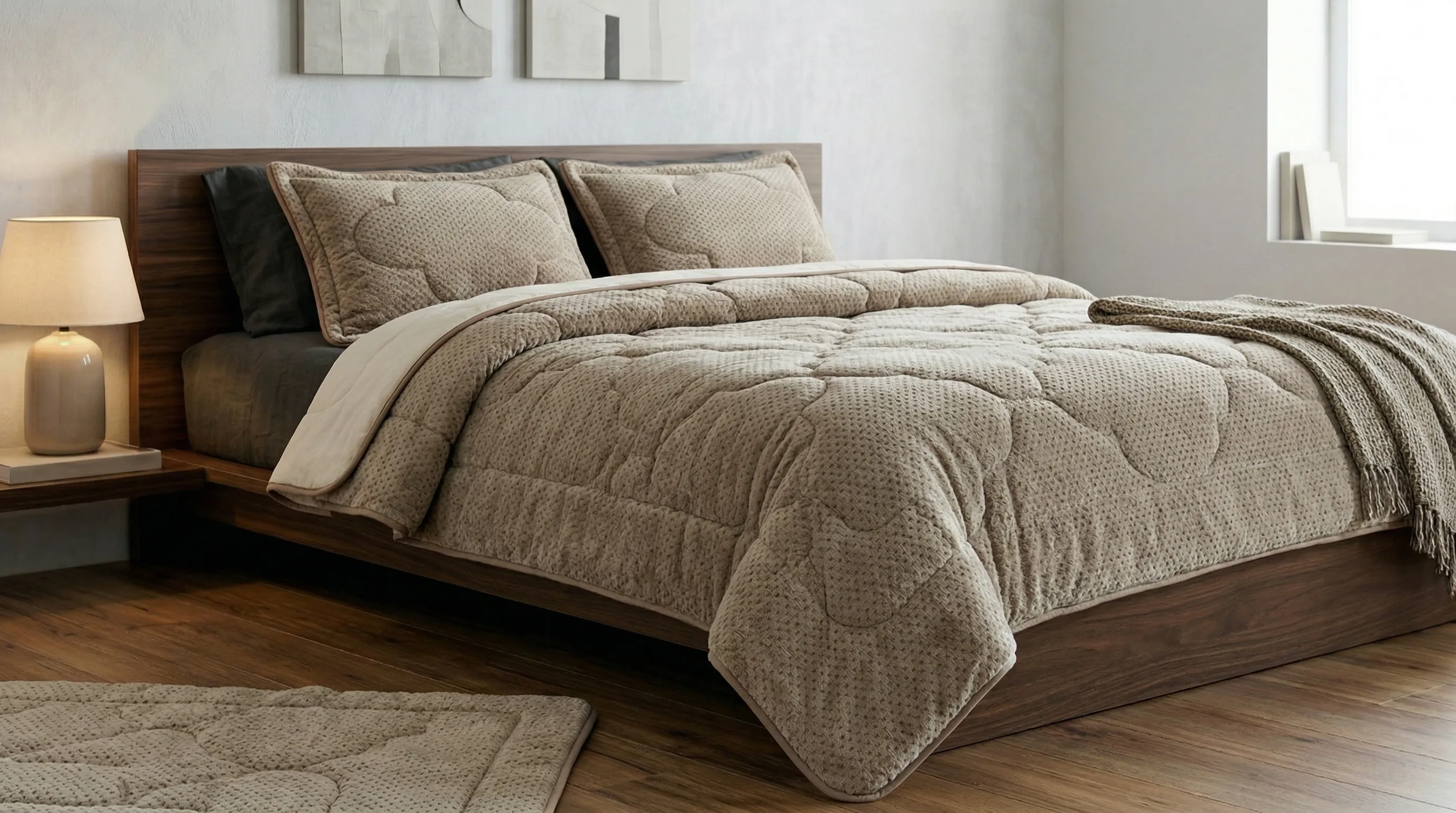 Brown Clover Velsoft Quilt - Mink