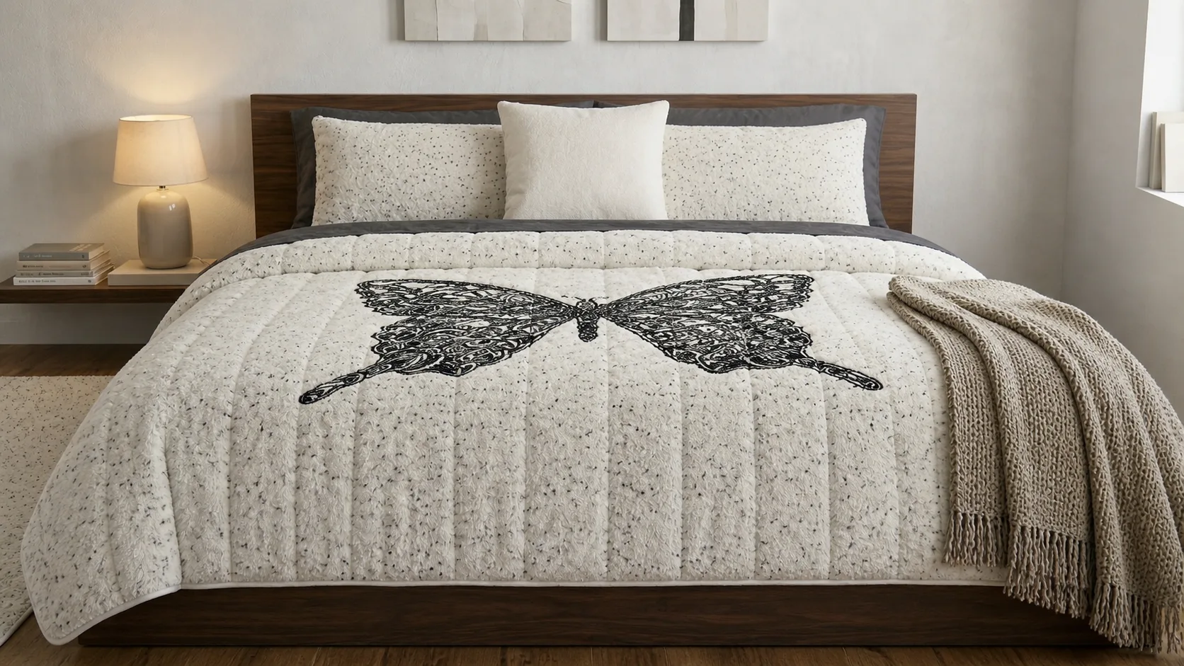 Kelebek Velsoft Yorgan - Krem