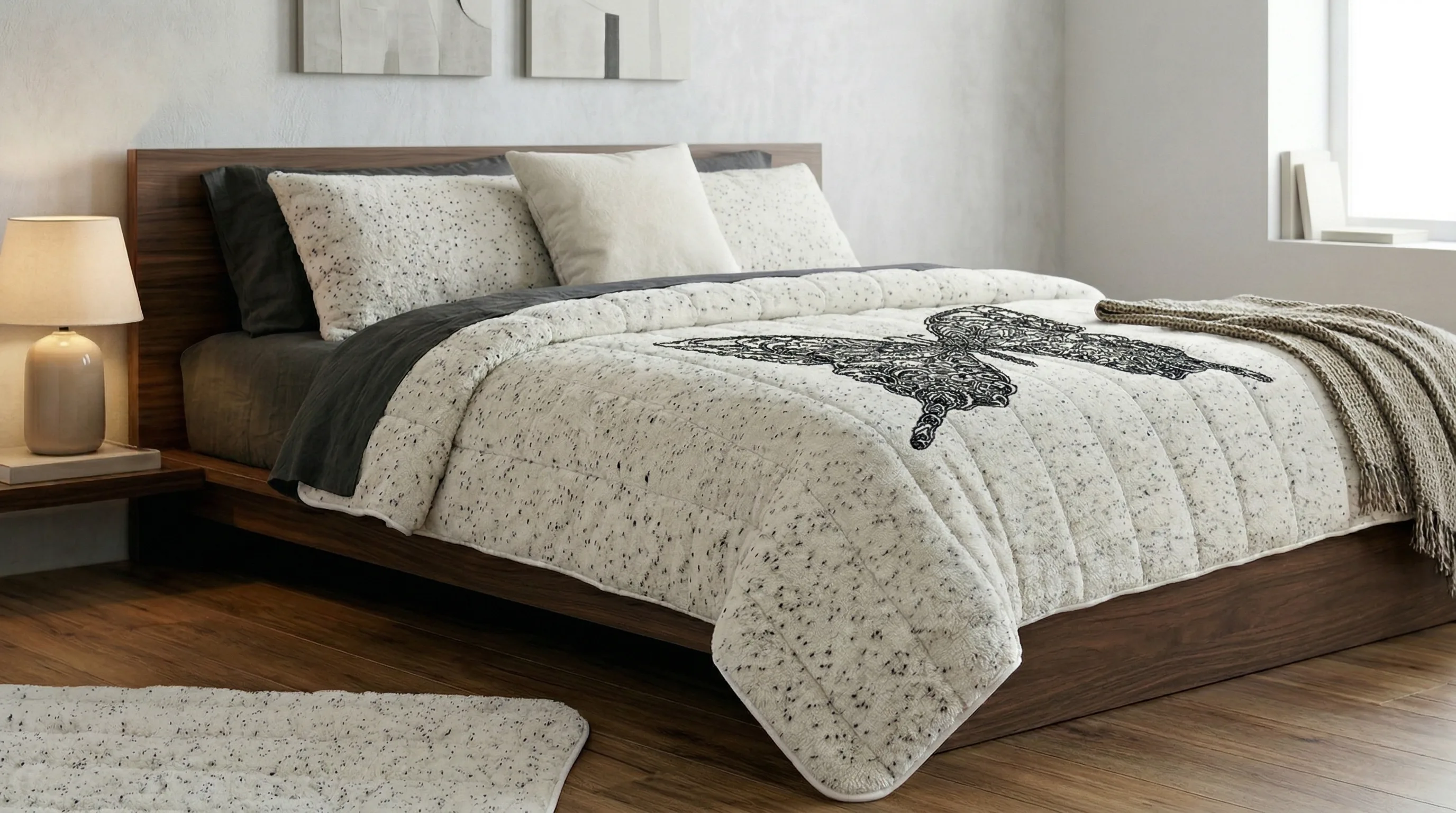 Kelebek Velsoft Yorgan - Krem