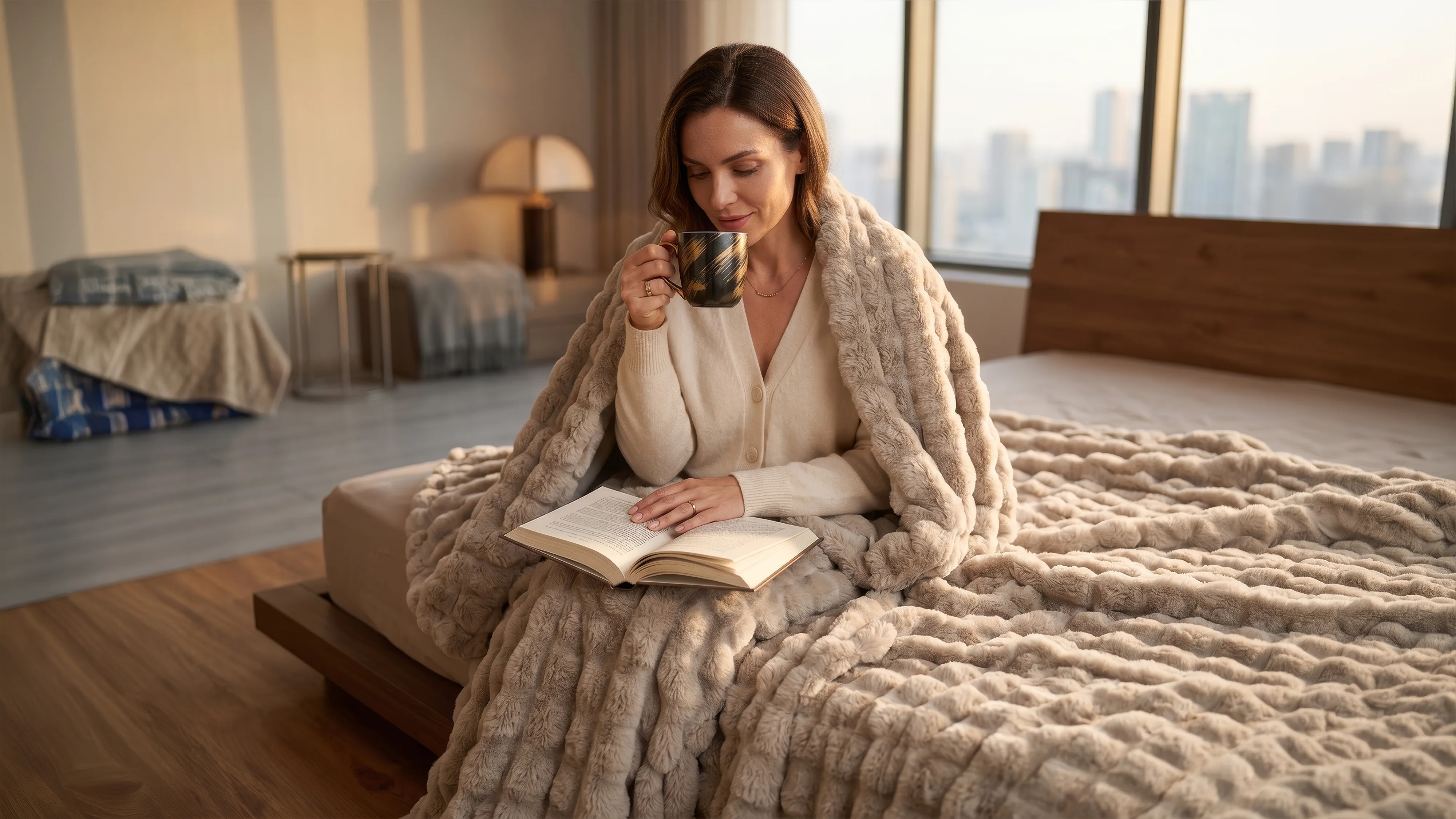 Welsoft Plush Blanket - Light Brown