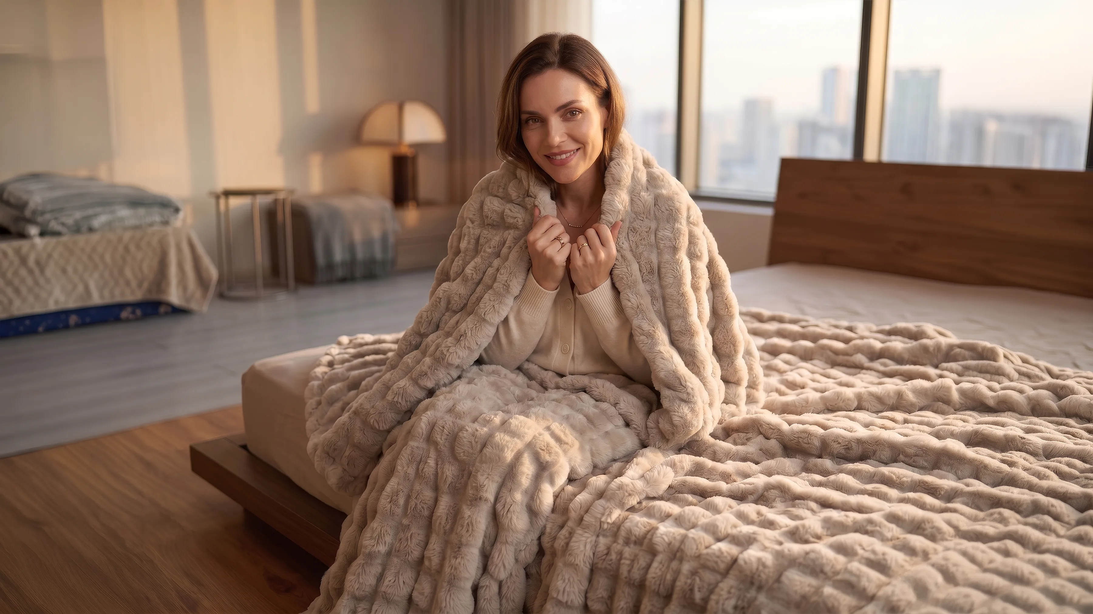 Welsoft Plush Blanket - Light Brown
